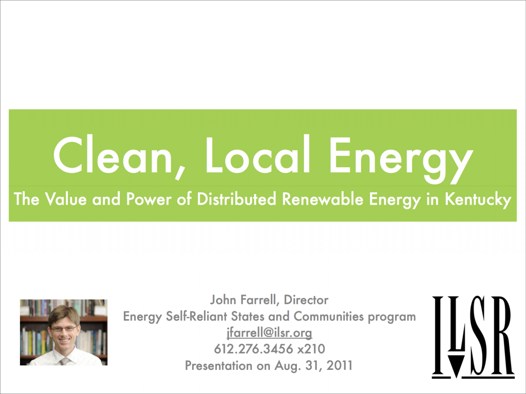 Clean Local Energy for Kentucky Institute for Local SelfReliance