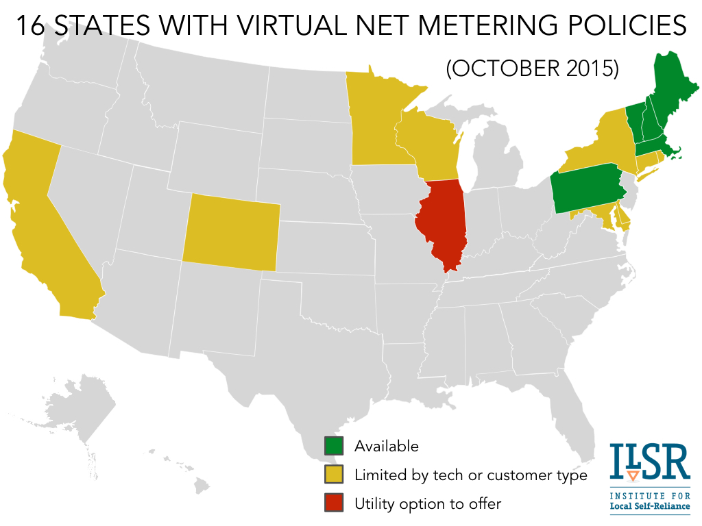 Updated States Supporting Virtual Net Metering Institute for Local