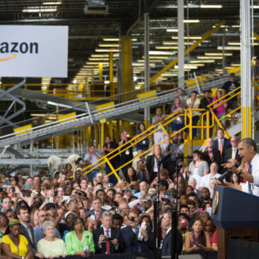 Obama at Amazon Warehouse
