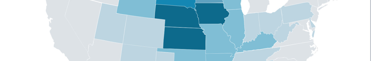 Map: Number of banks by state.