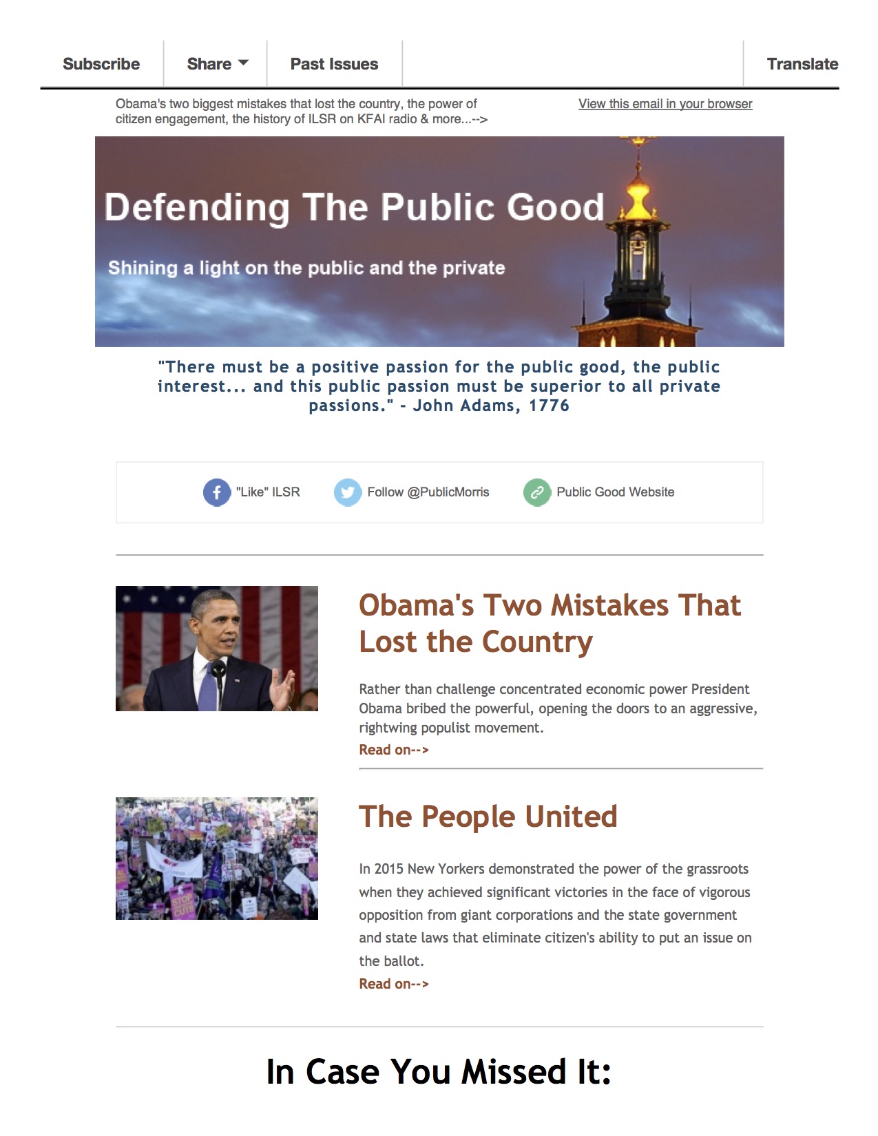 January 2016 - Public Good Newsletter Preview